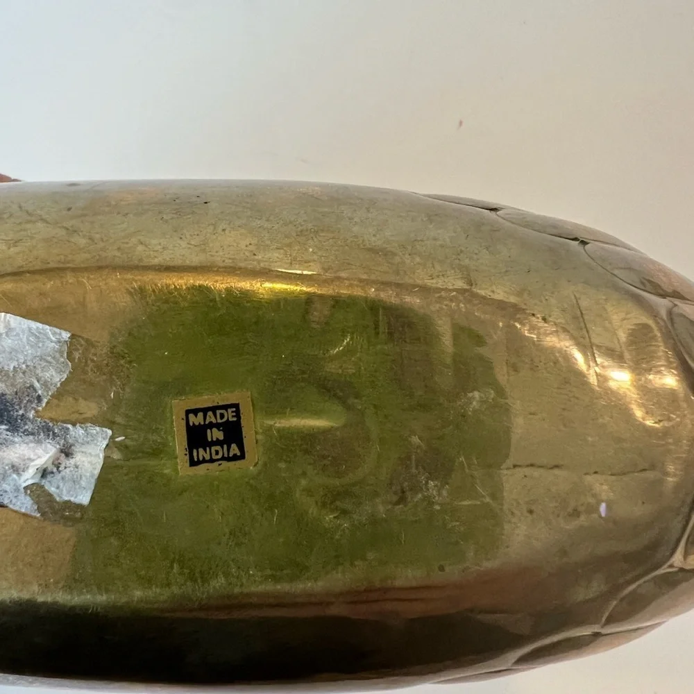 Brass Made in India Squatty Vase Embossed